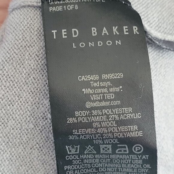 Ted Baker London Wool Blend Sweater Size 6 Quarter Zip Gray Knit Classic - Picture 4 of 9